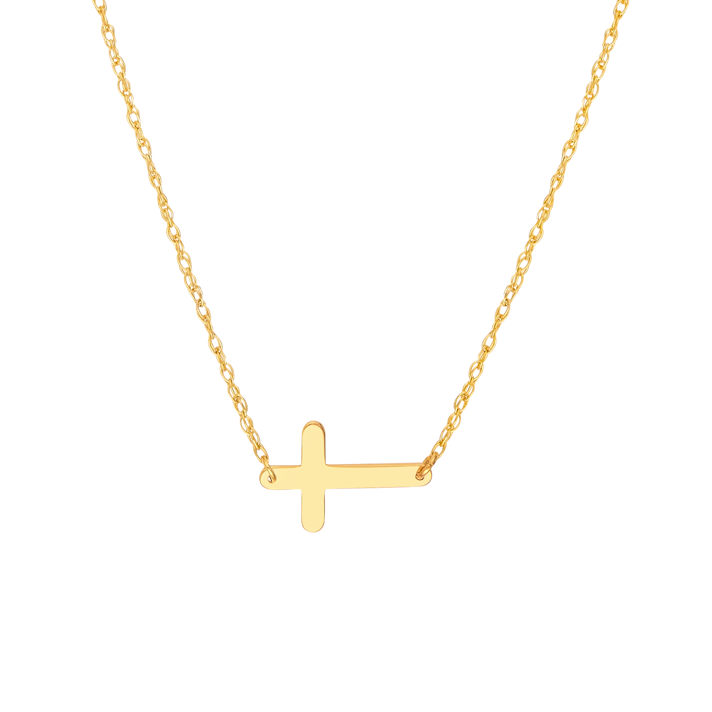 Mini Sideways Cross Gold Necklace