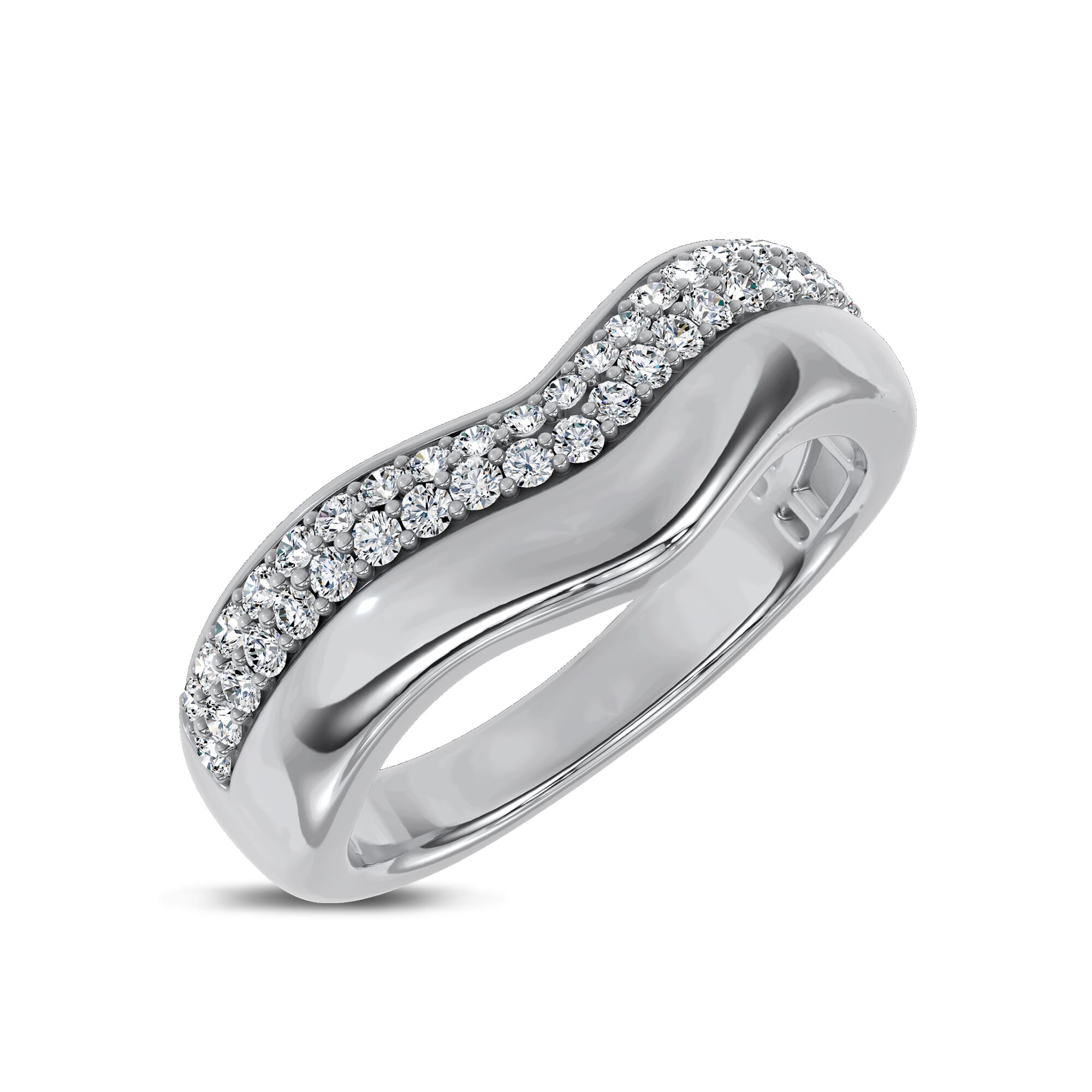 Strata Curved Pave Diamond Band