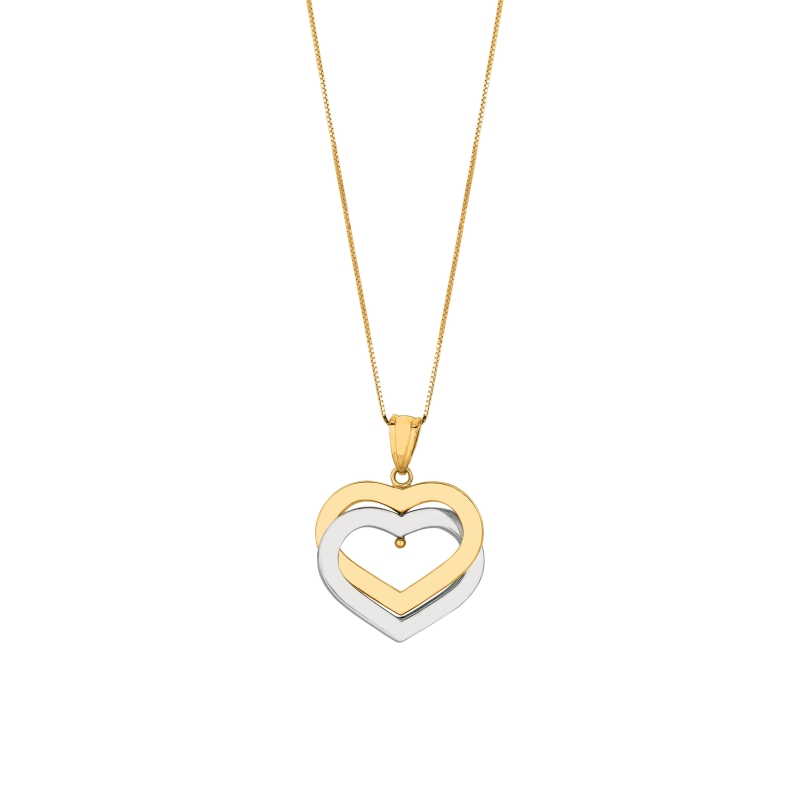 Interlocking Two-Tone Hearts Gold Necklace