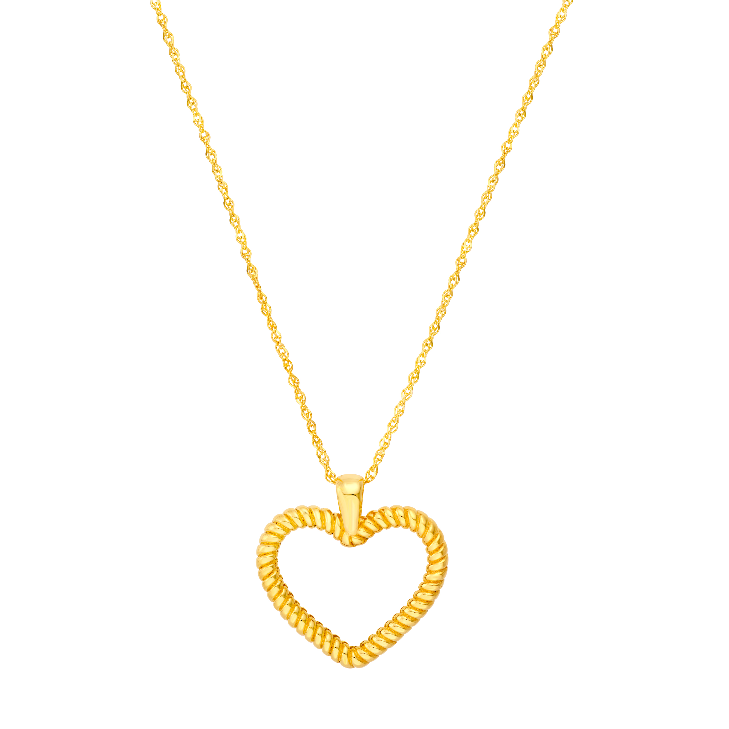 Rope Open Heart Gold Necklace