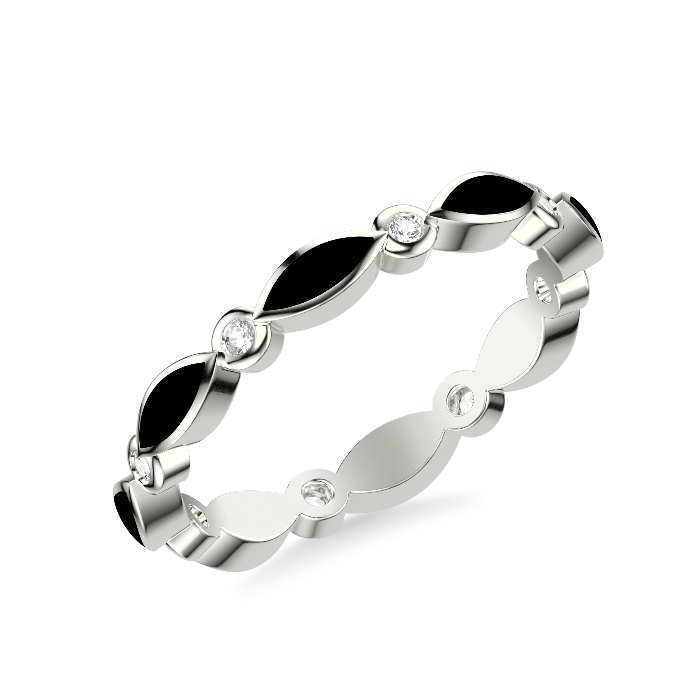Round Diamond and Ceramic Marquise Shaped Eternity Band