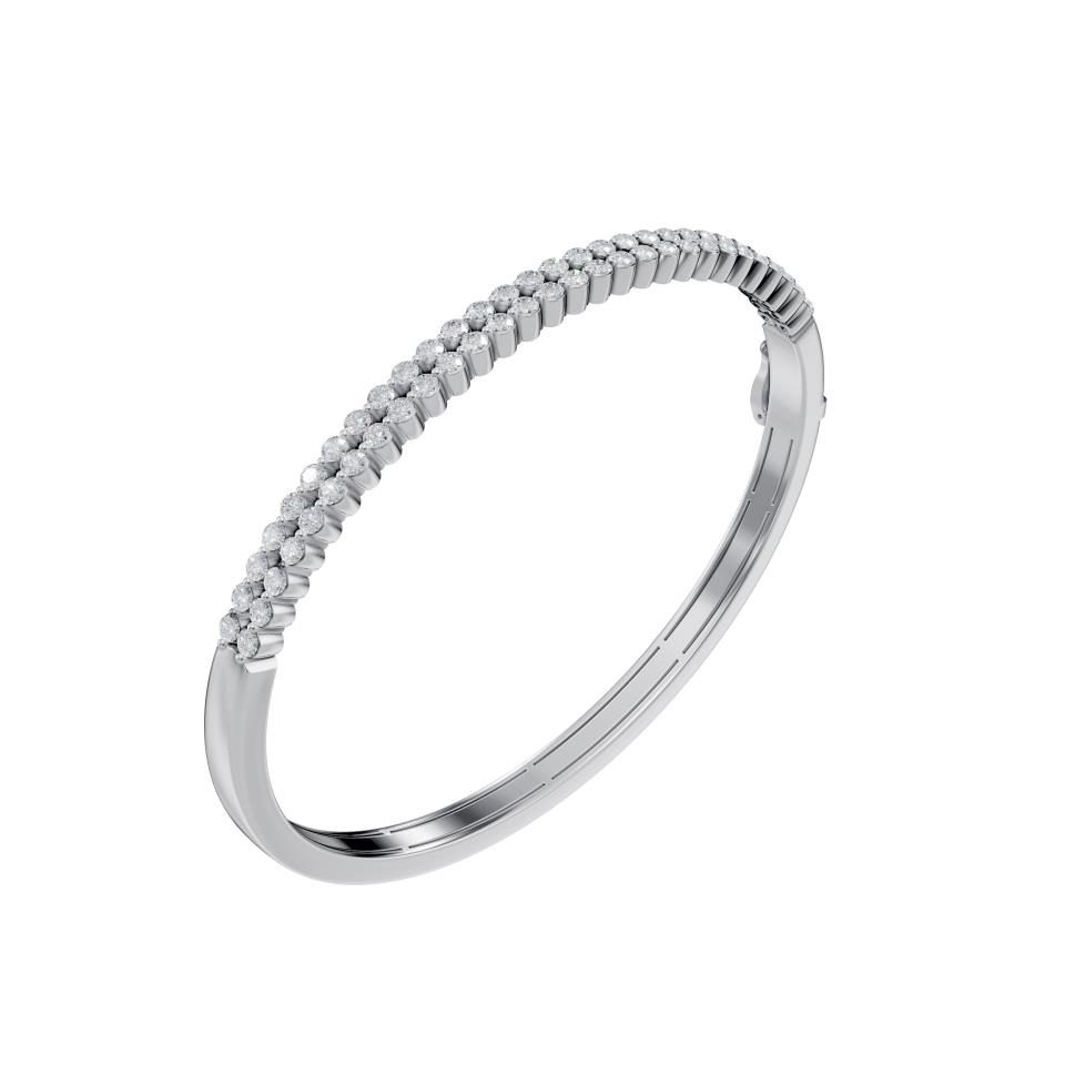 Double Row Diamond Bangle Bracelet
