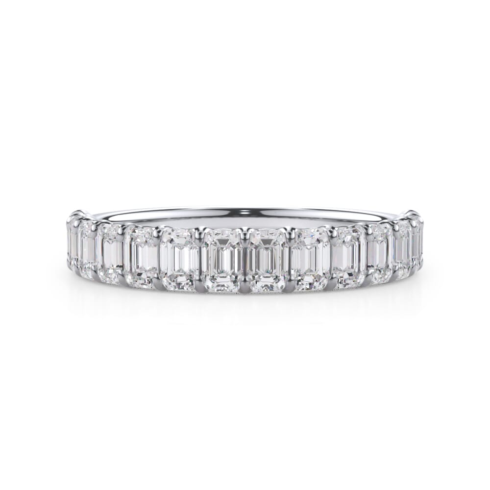 Emerald-Cut Diamond Scalloped Band