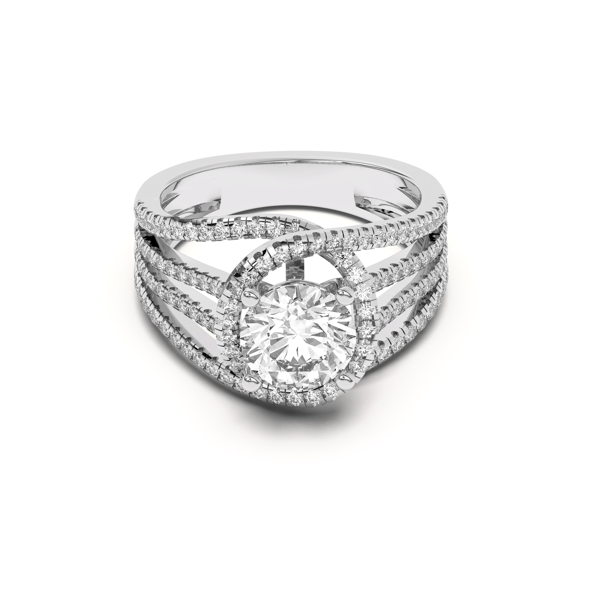 Liana Multistrand Swirling Halo Engagement Ring