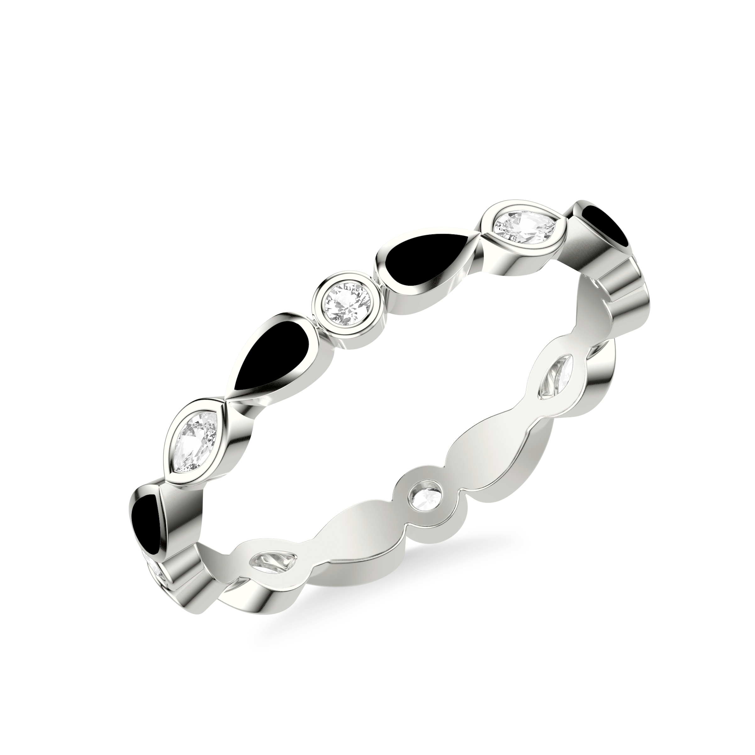 Mixed Shape Diamond and Black Ceramic Eternity Band
