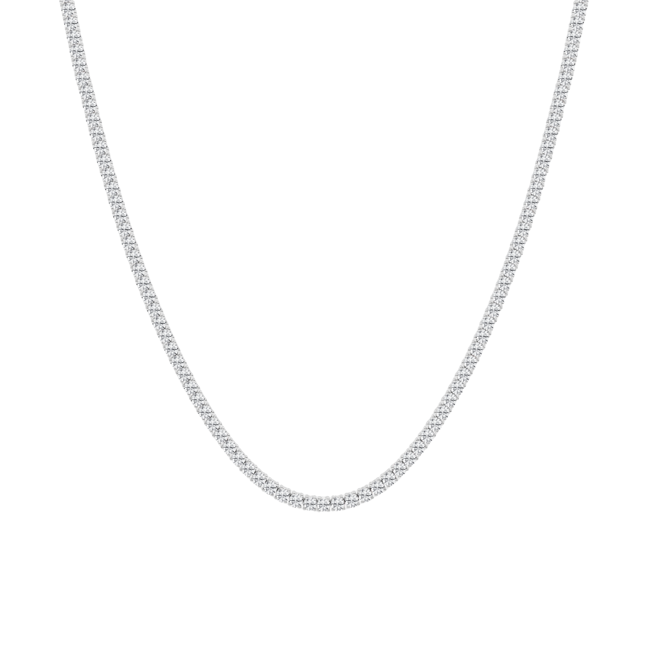 Round Lab Diamond Four Prong Tennis Necklace