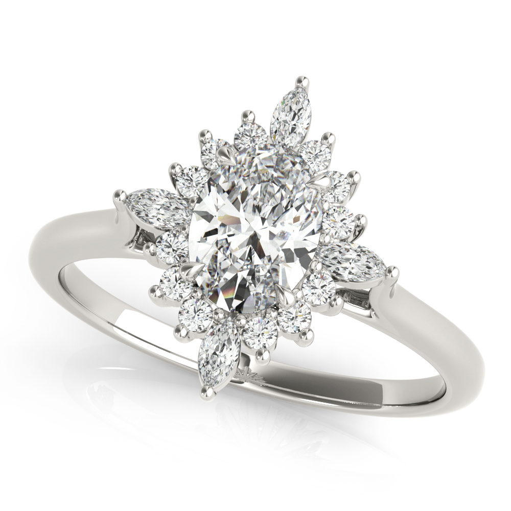 Rose Oval Halo Engagement Ring