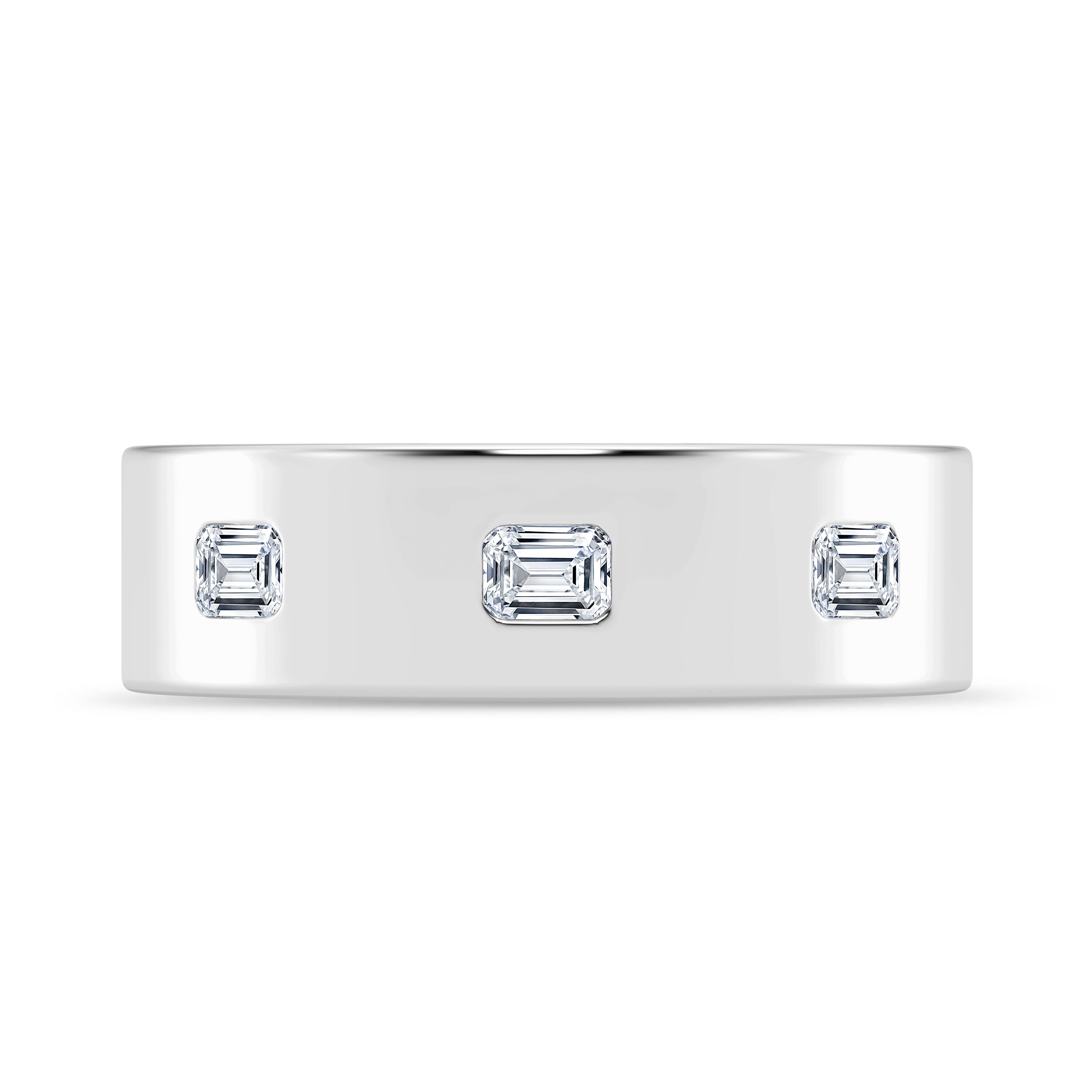Flush Set Emerald-Cut Diamond Band (7mm)