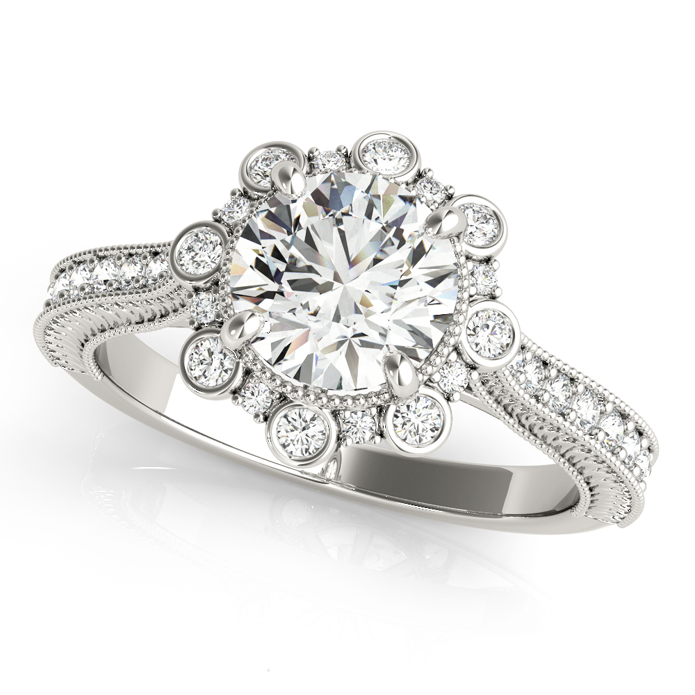 Elodie Vintage Inspired Halo Engagement Ring