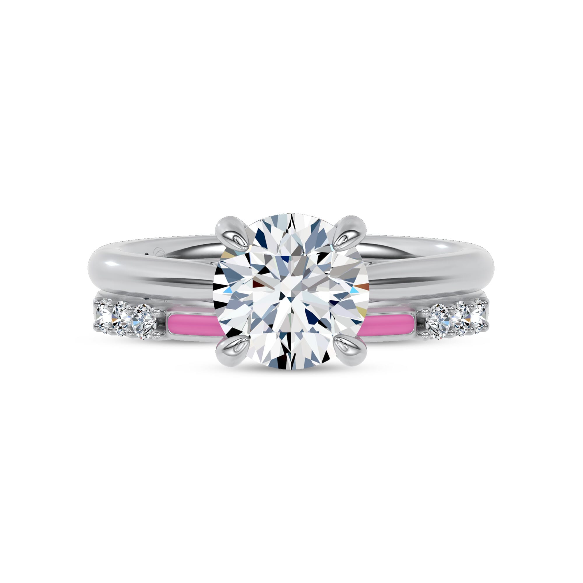 Fiora Pink Ceramic Diamond Band by Christian Siriano