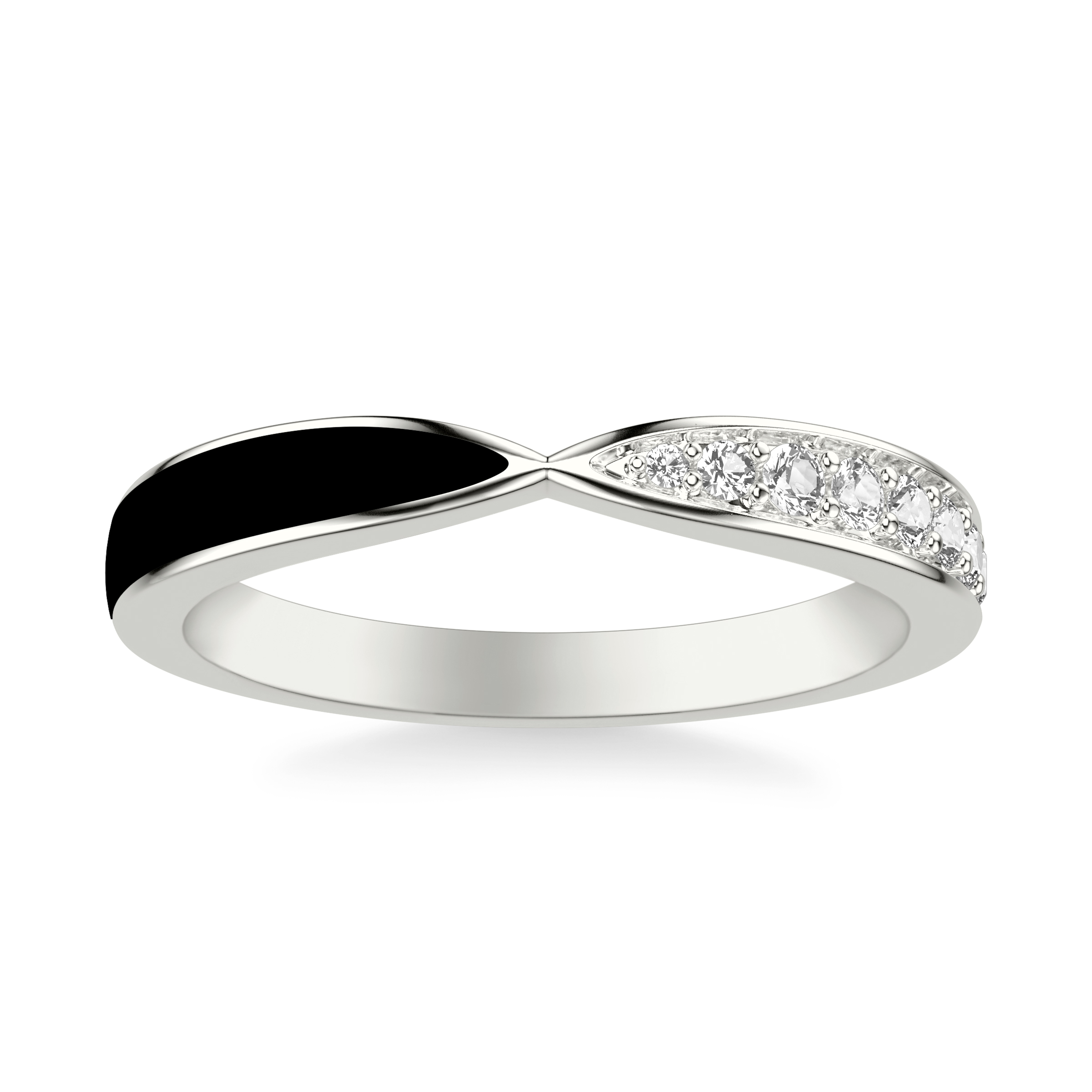 Pinched Diamond and Ceramic Band
