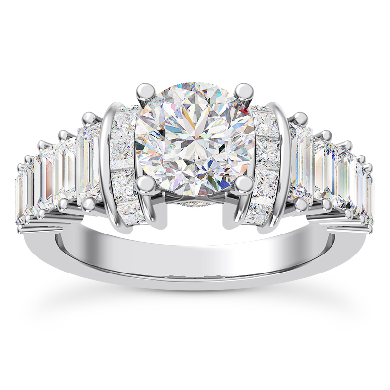Lyric Arch-Set Princess-Cut and Baguette Engagement Ring