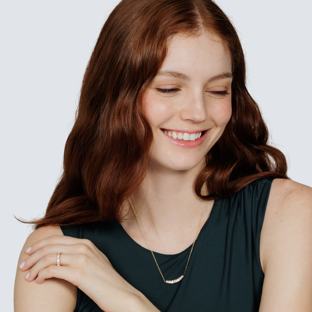 Graduated Curved Bar Lab Grown Diamond Necklace (1 ct. tw.)