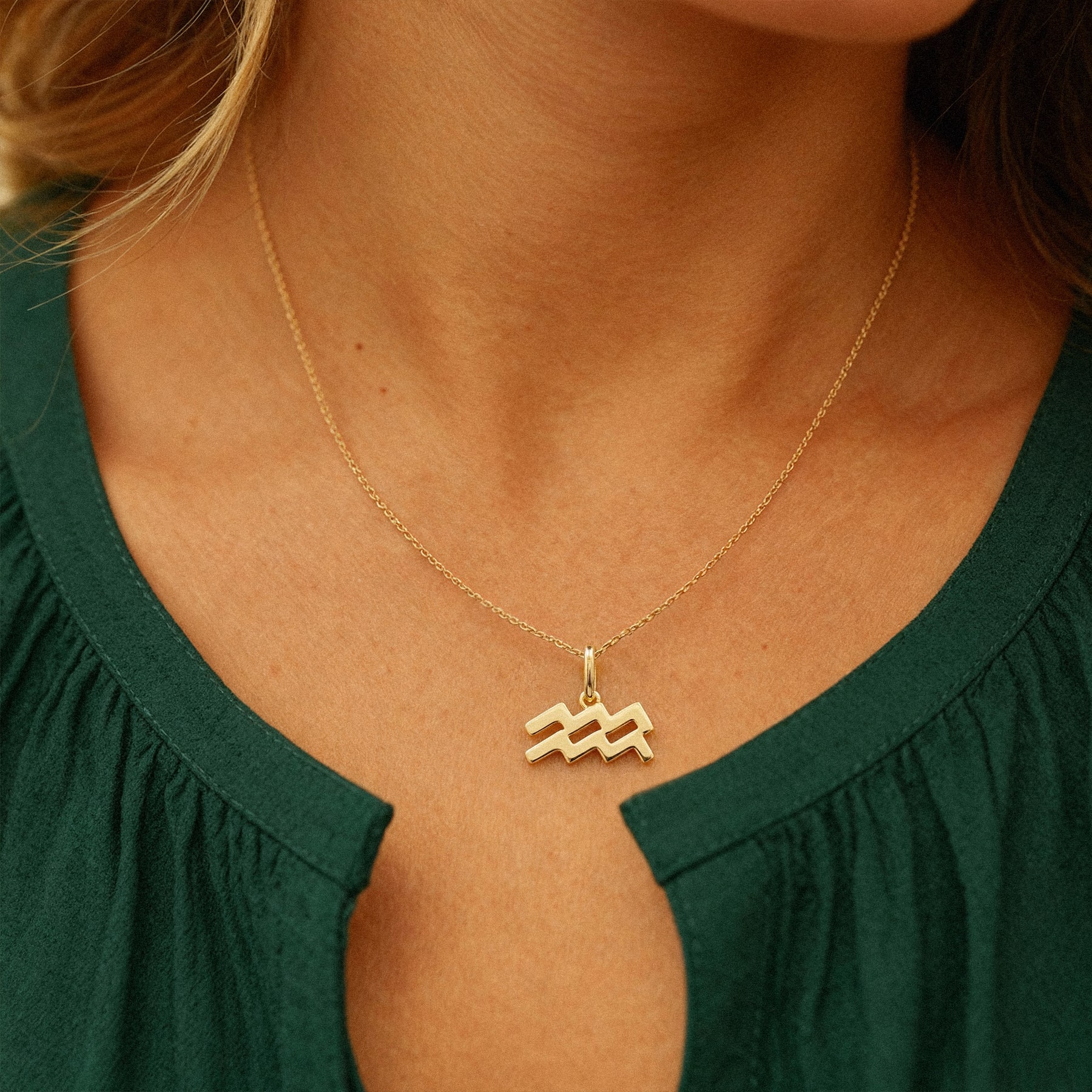 Aquarius Zodiac Glyph Necklace