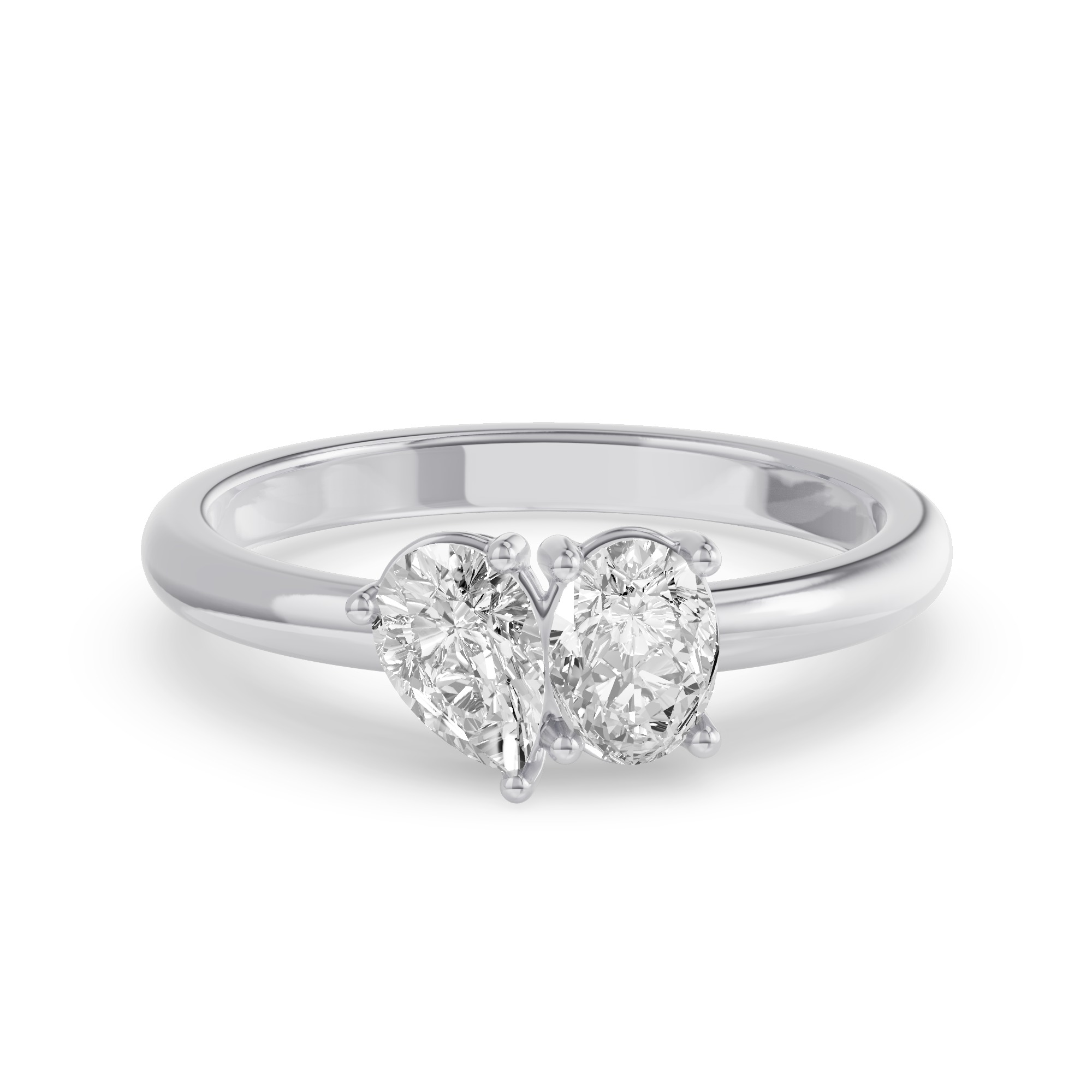 Toi Et Moi Oval and Pear Lab Diamond Ring