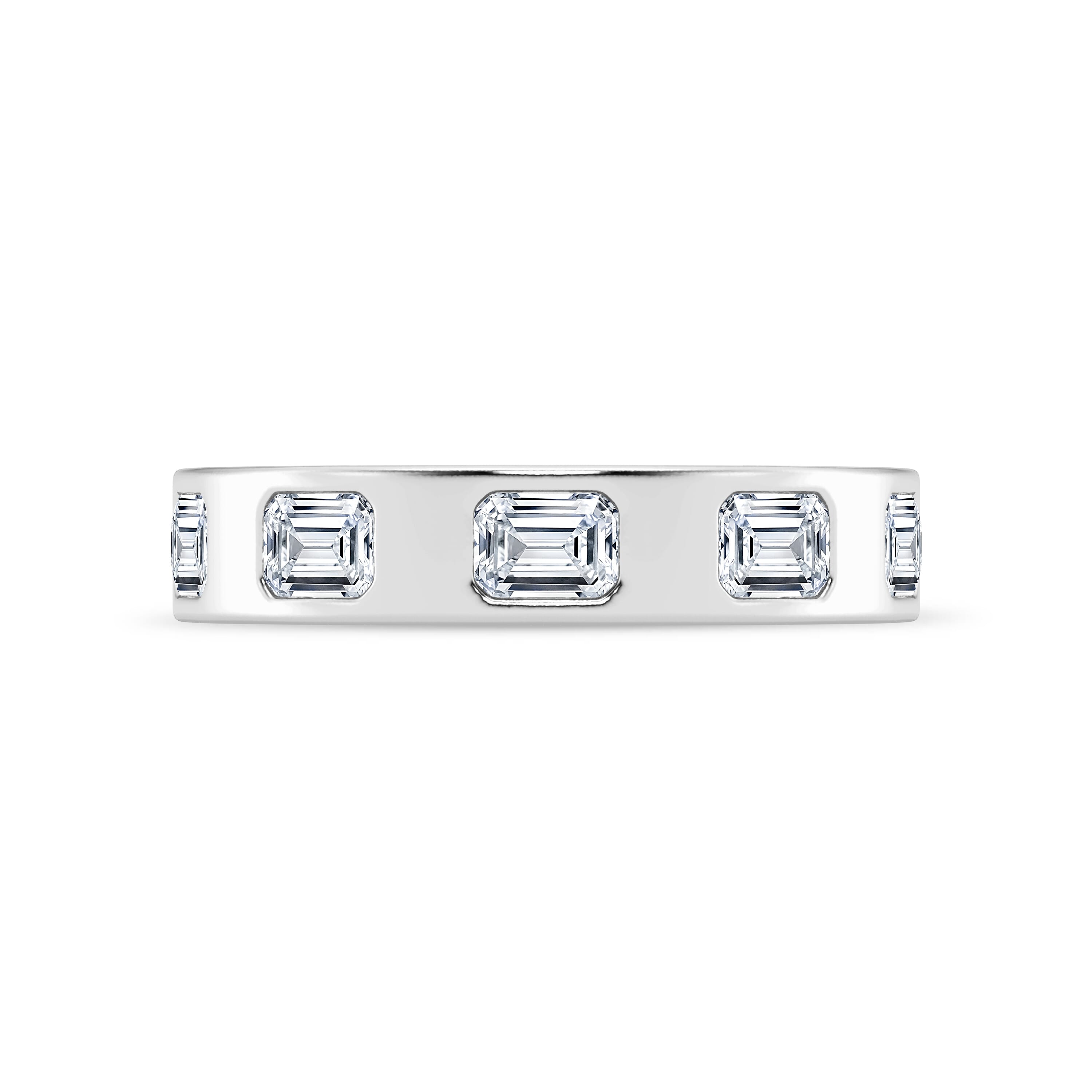 Flush Set Emerald-Cut Diamond Band