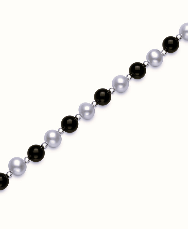 Freshwater Pearl & Black Onyx Bracelet (7–8 mm)