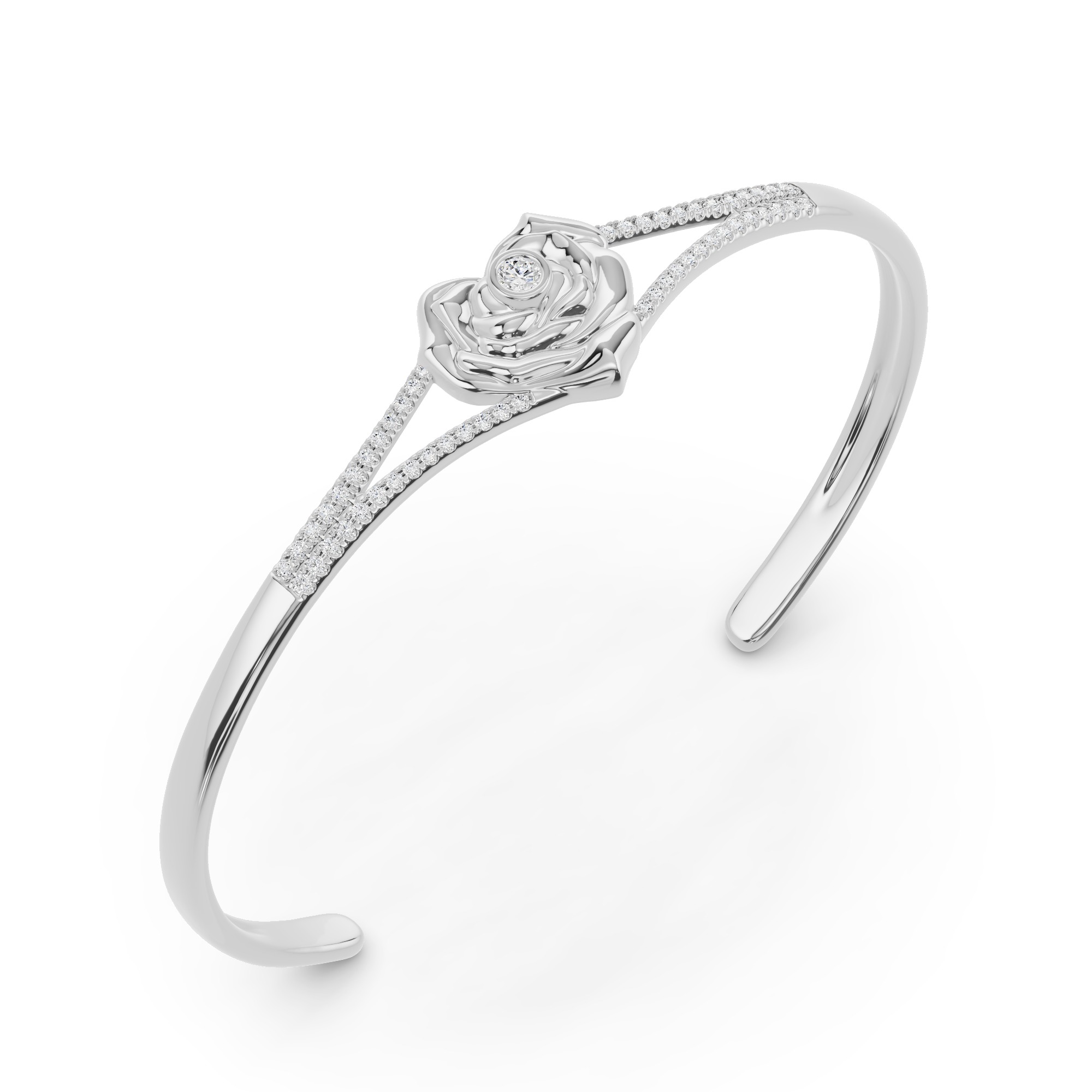 Rose Heart Diamond Bangle