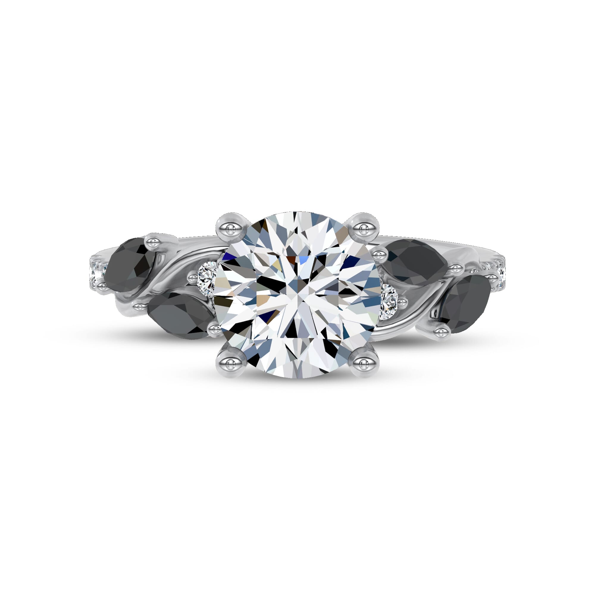 Hayden Curved Vine Black And White Diamond Engagement Ring