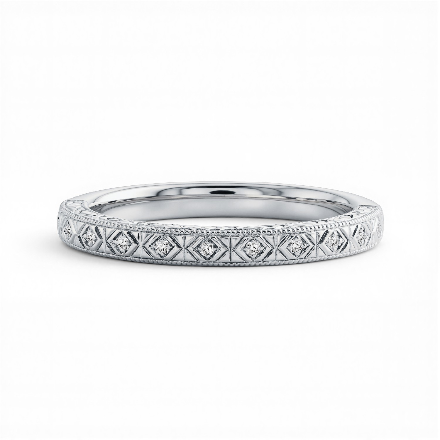Valen Engraved Milgrain Diamond Band