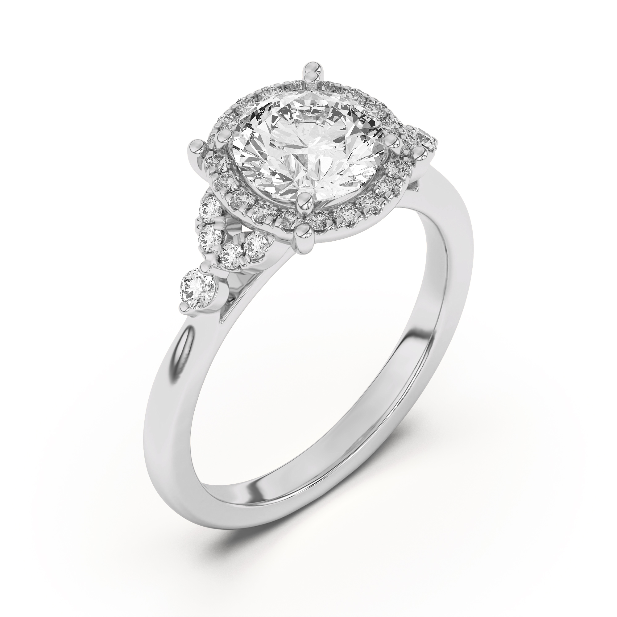Portia Halo Petal Accent Engagement Ring