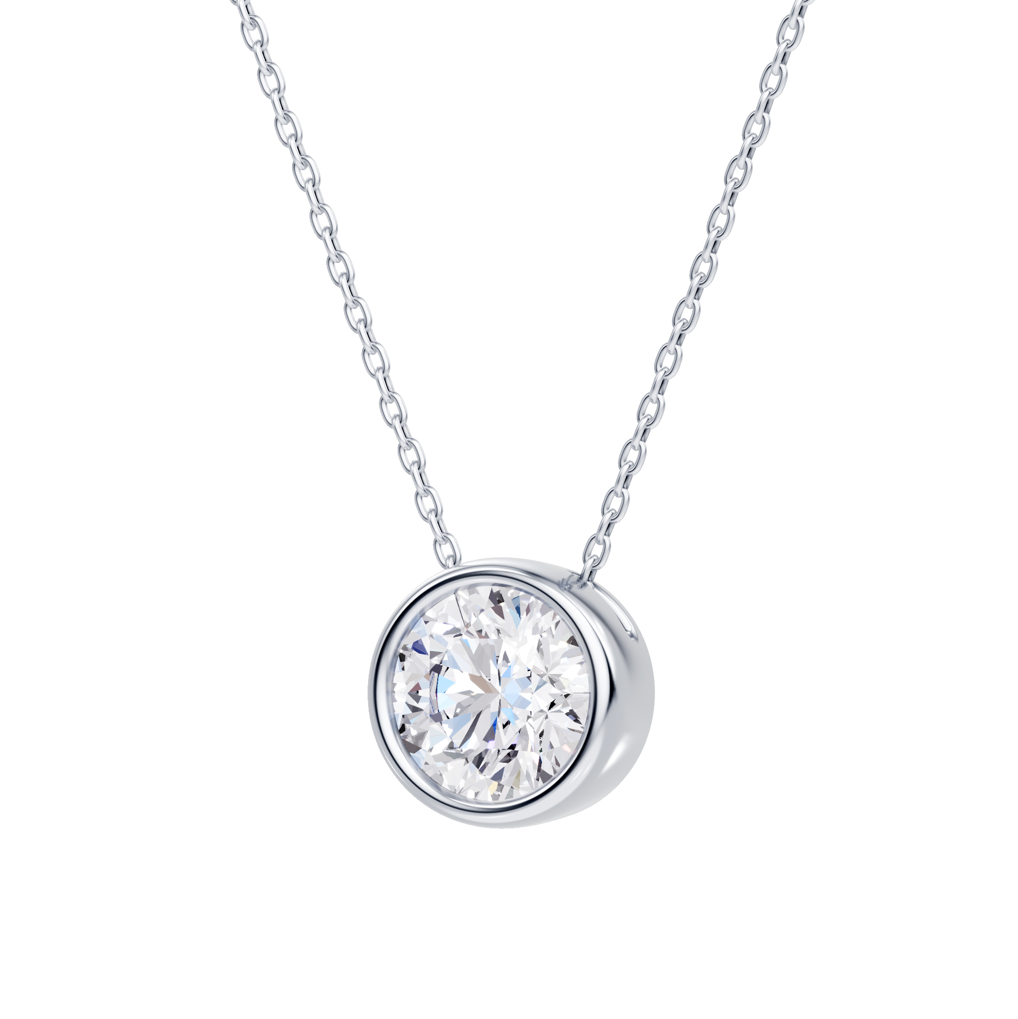 Floating Round Diamond Bezel Necklace