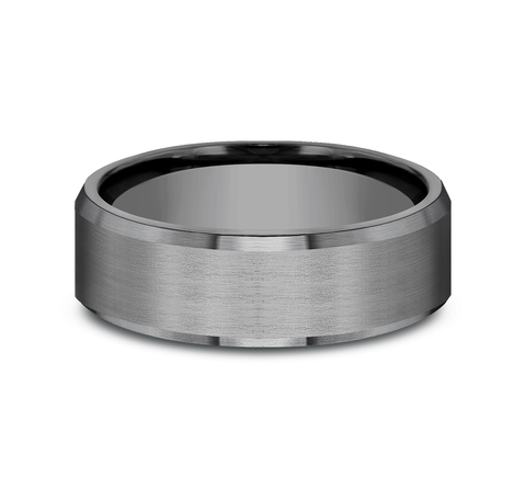 Midnight Satin Beveled Comfort-Fit Band (7mm)