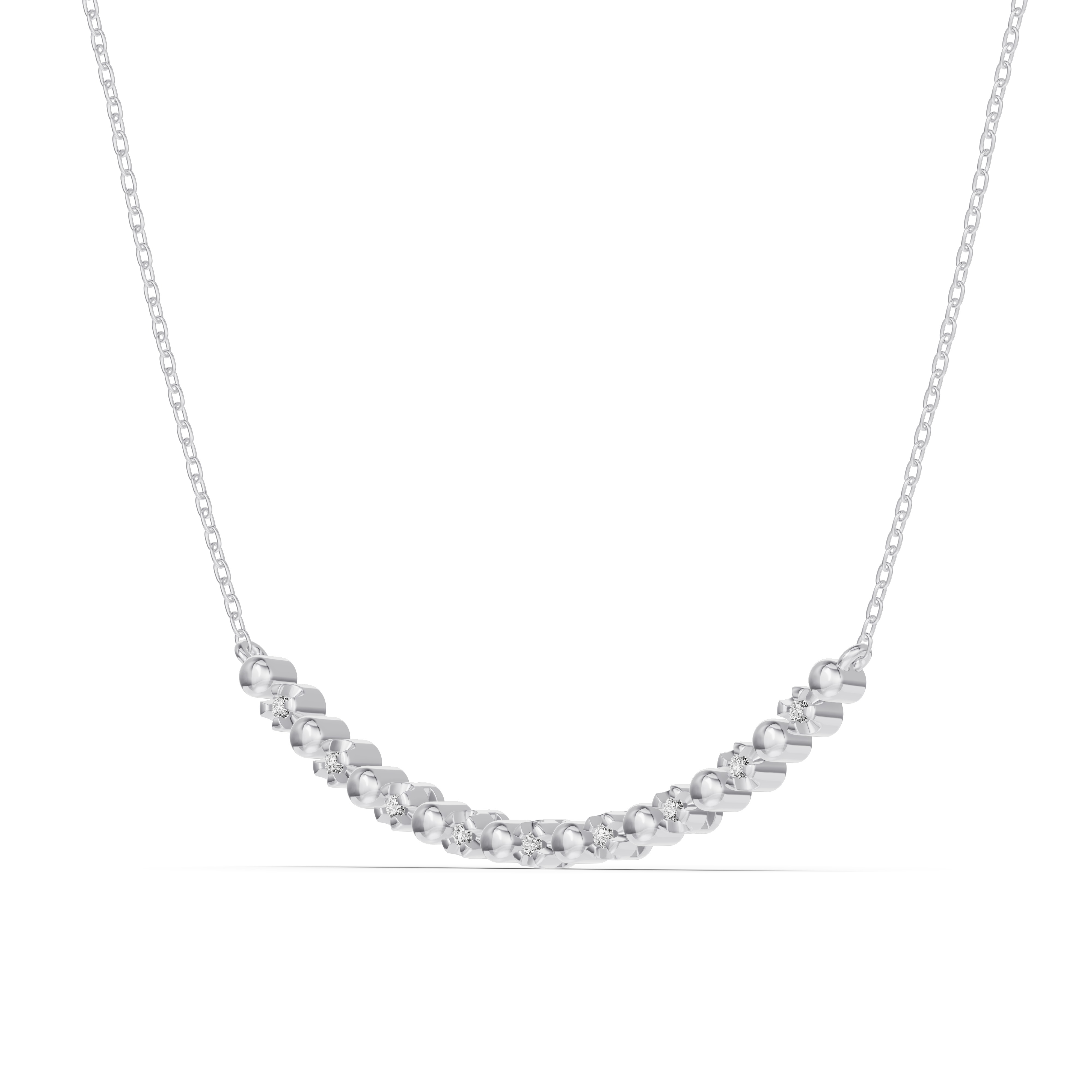 Lab Diamond Bead Bar Smile Necklace