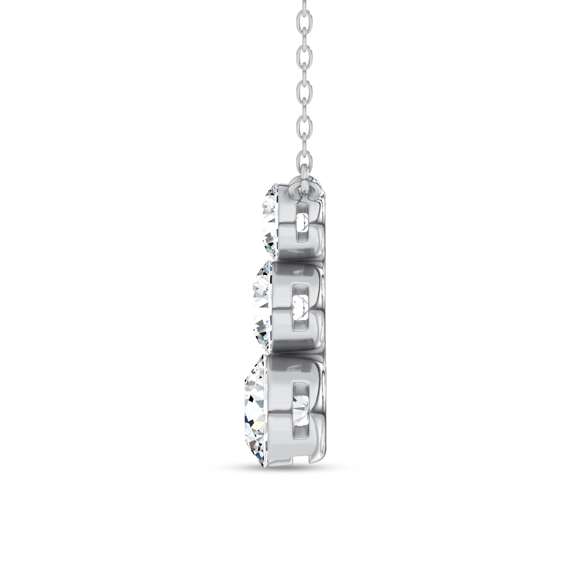 Invisible-Set Three-Stone Lab Diamond Necklace