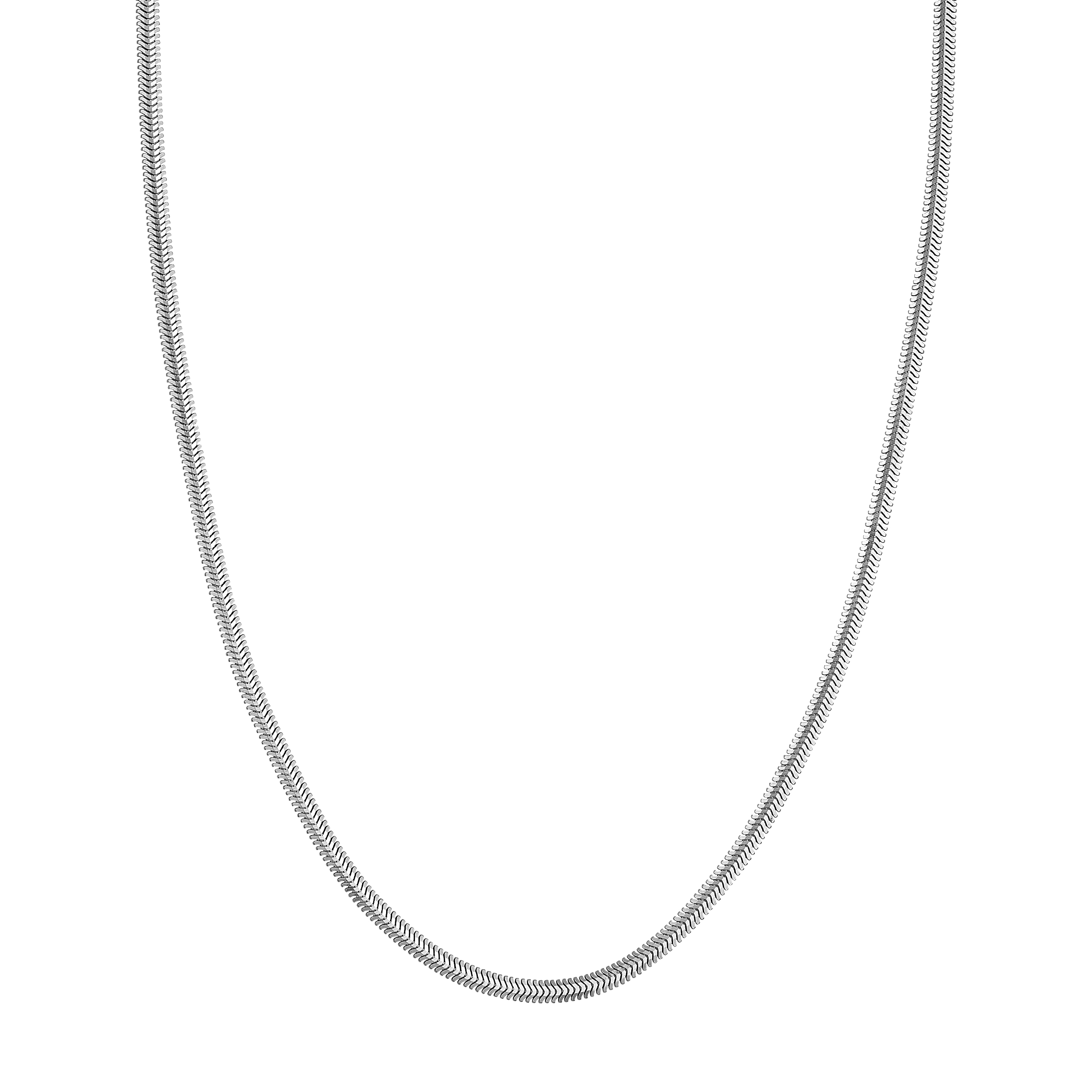 Flat Oval Snake Silver Necklace (3.4mm)