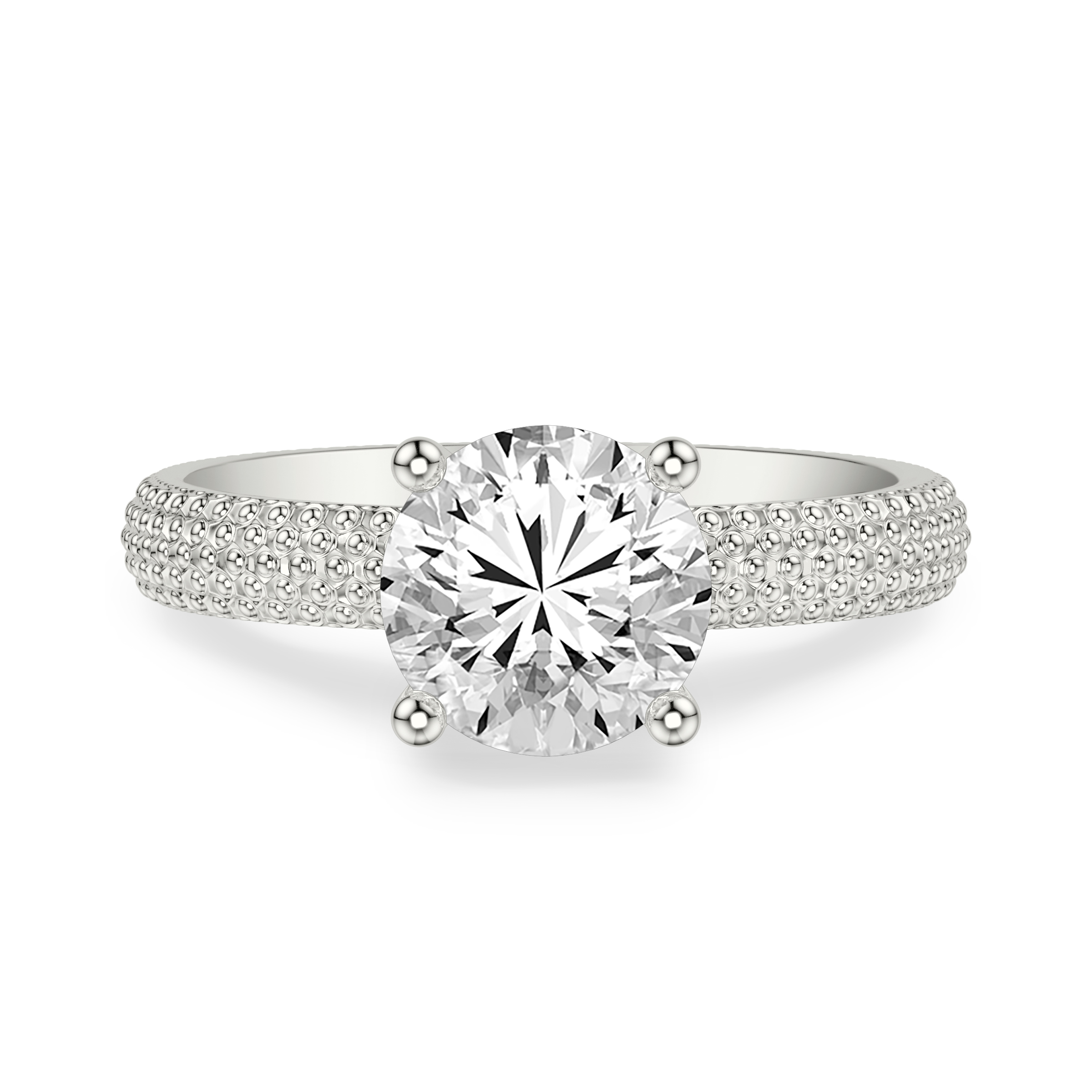 Beaded Solitaire Engagement Ring