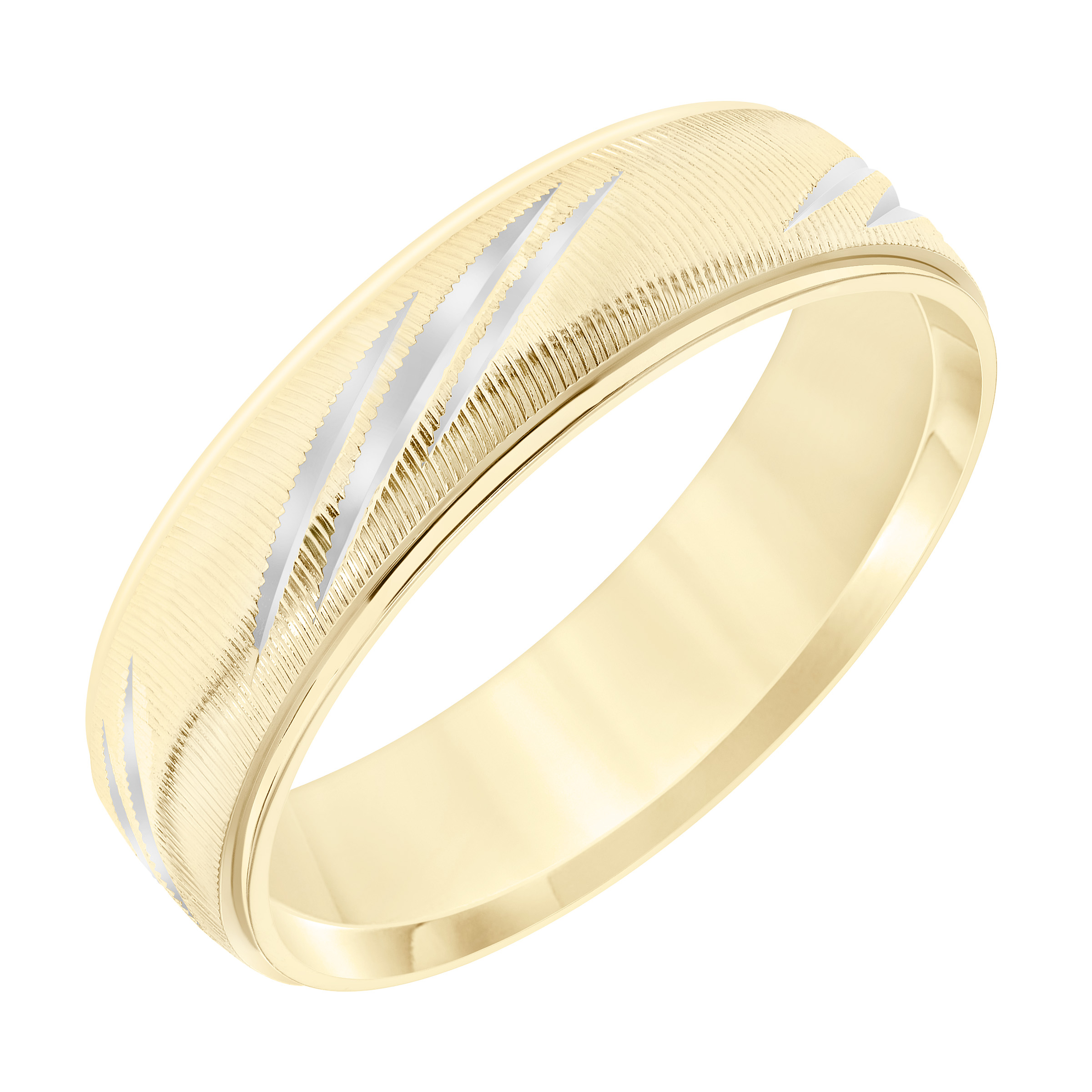 Vertical Fine Line Finish Wedding Band (6mm)