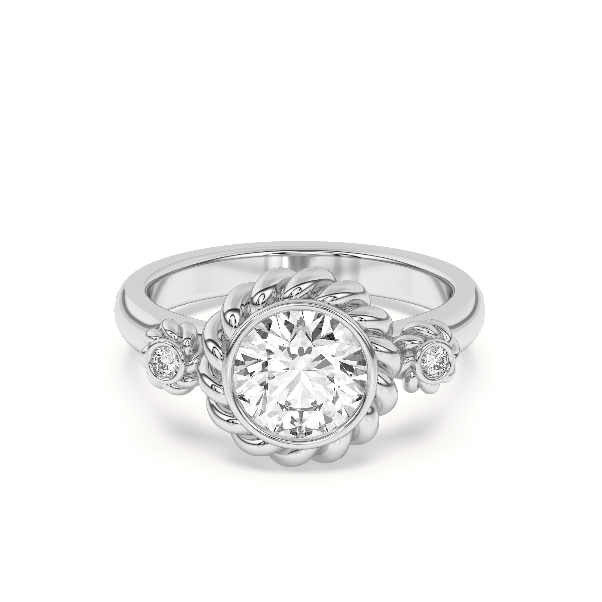 Bijou Rope Halo Engagement Ring
