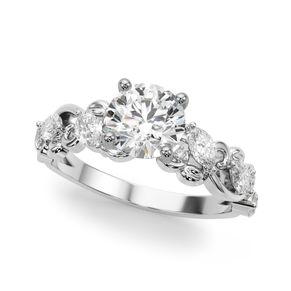 Seraphina Marquise And Round Diamond Nature Inspired Engagement Ring