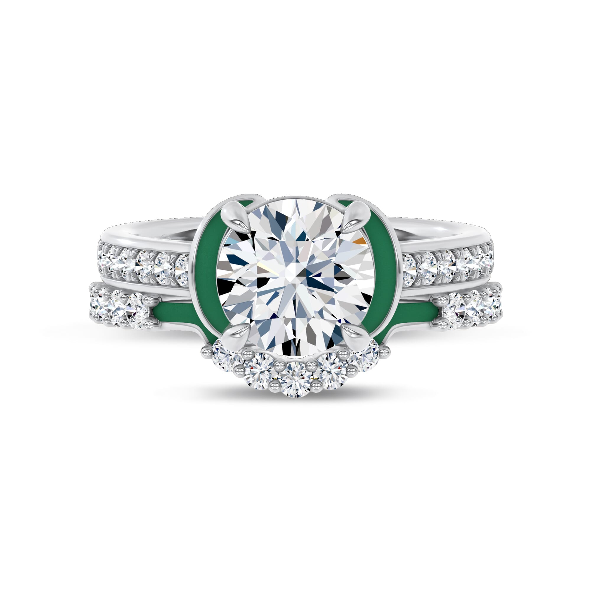 Colvivre Green Ceramic Contoured Pave Band by Christian Siriano
