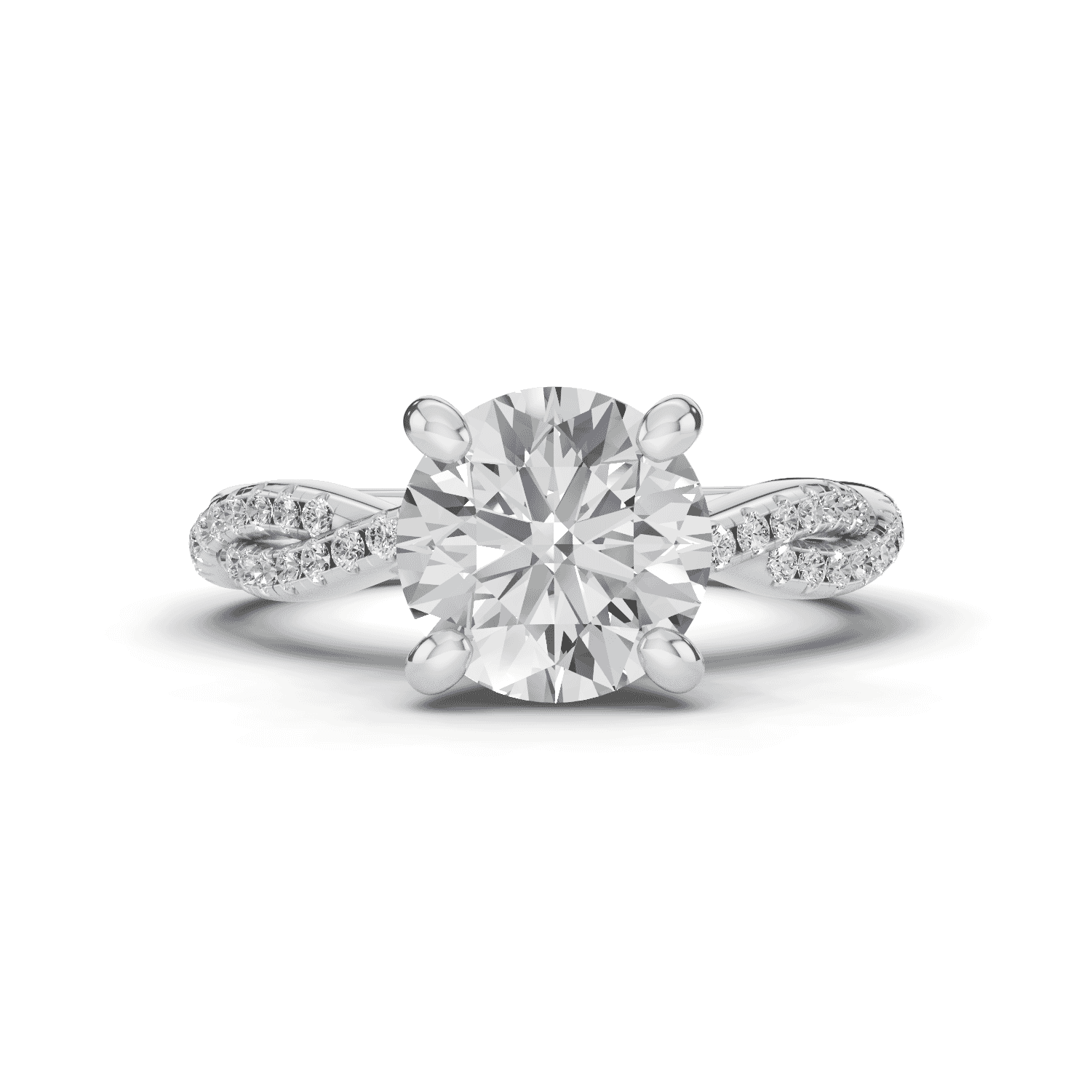 Signature Hearts and Arrows Pave Spiral Hidden Halo Engagement Ring