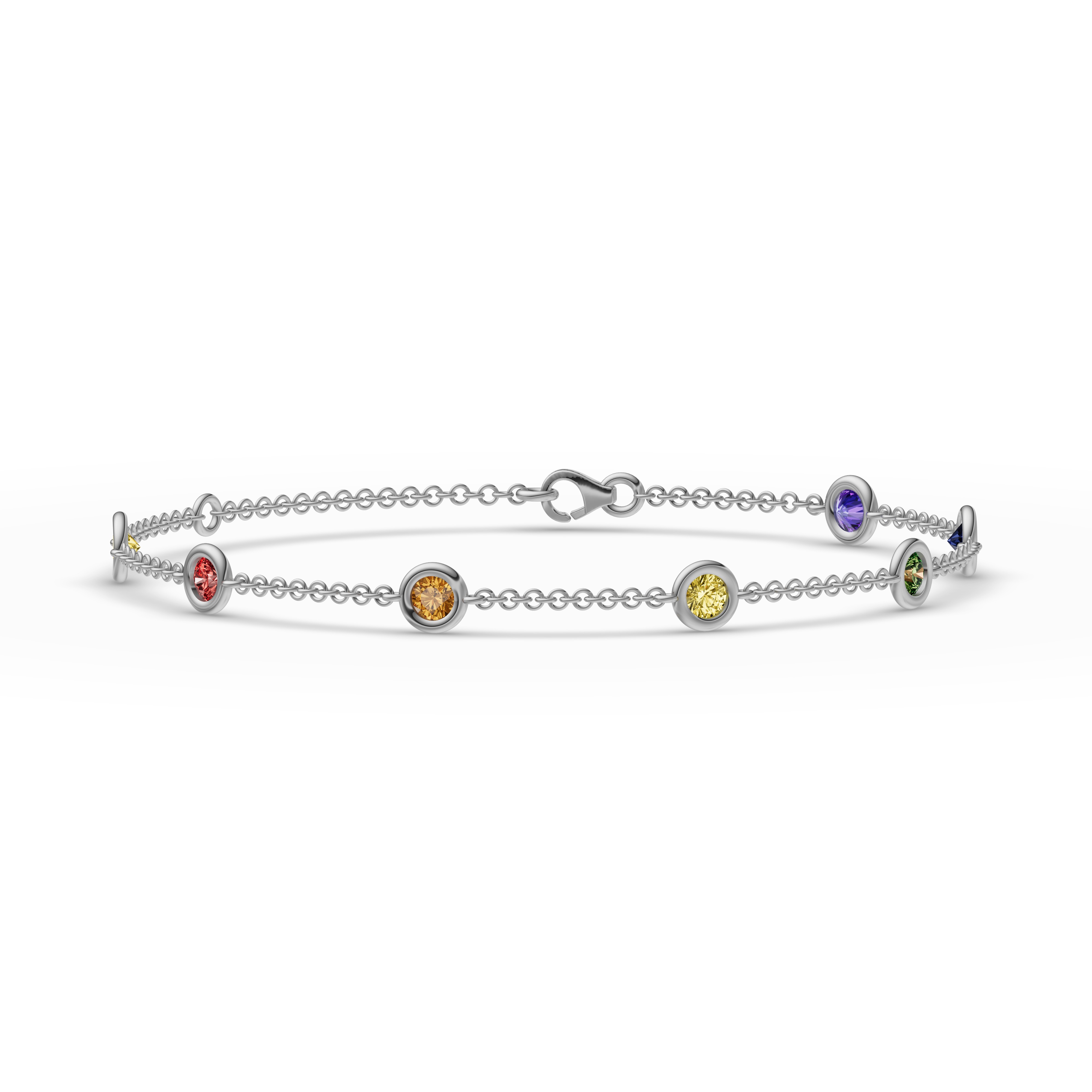 Rainbow Sapphire Bezel Station Bracelet