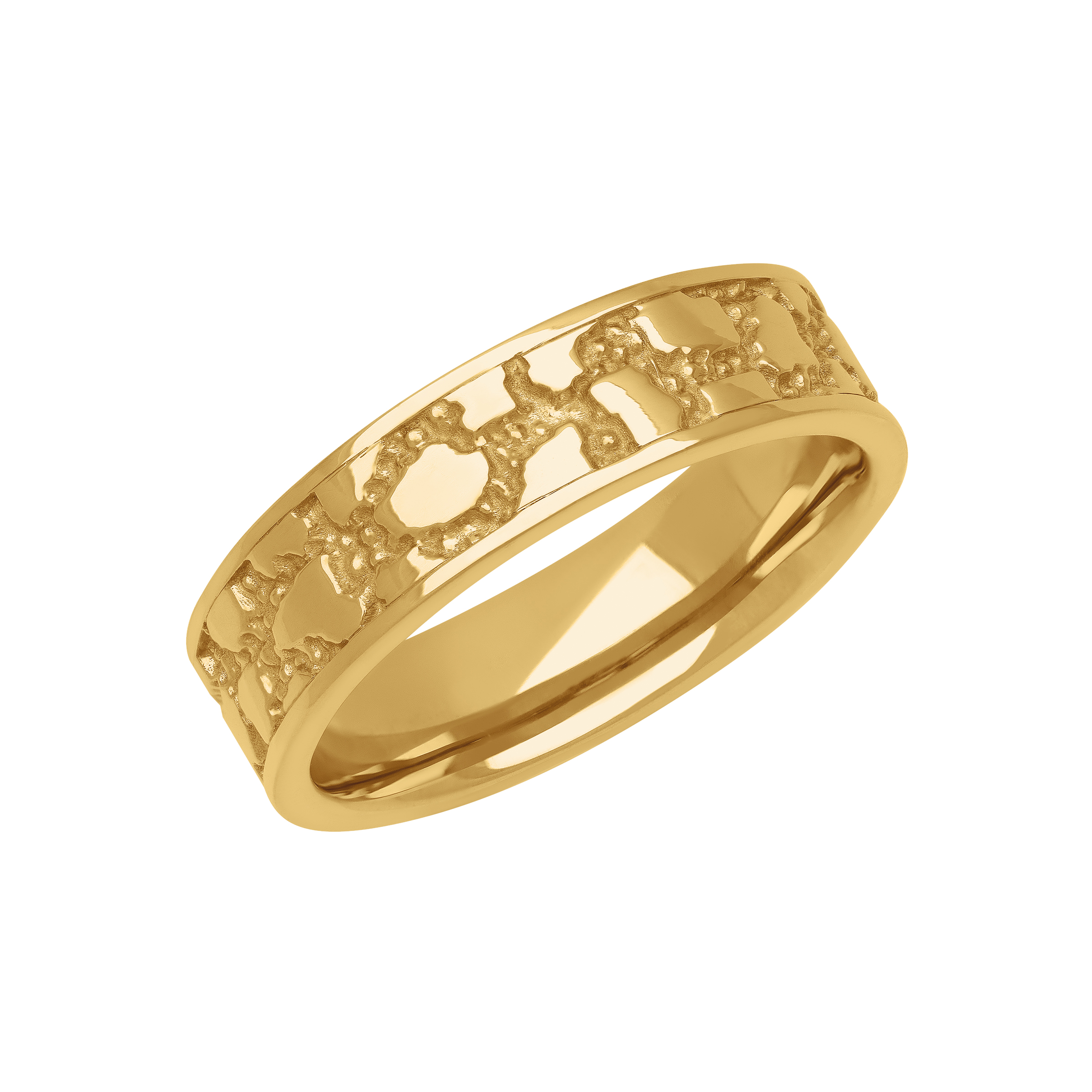 Gold Nugget Textured Design with Flat Edge Band (6mm)
