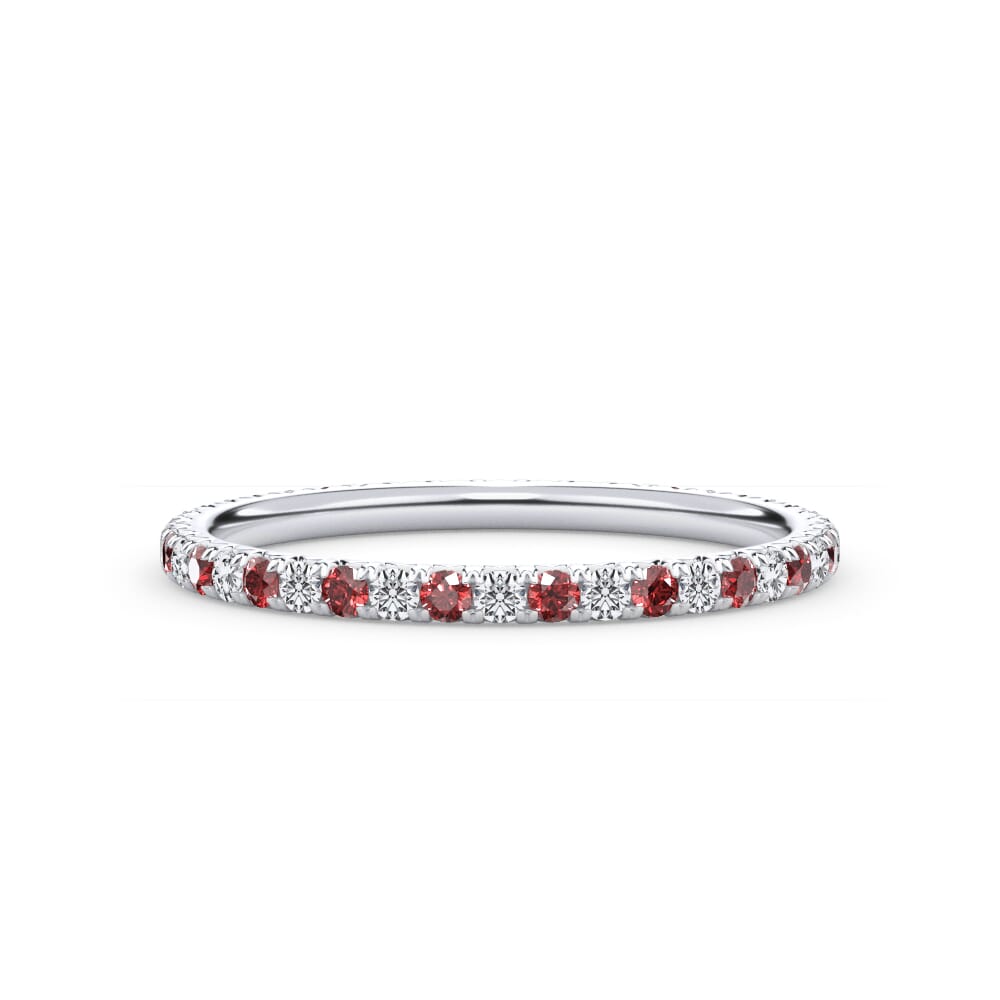Ruby and Diamond Pave Eternity Band