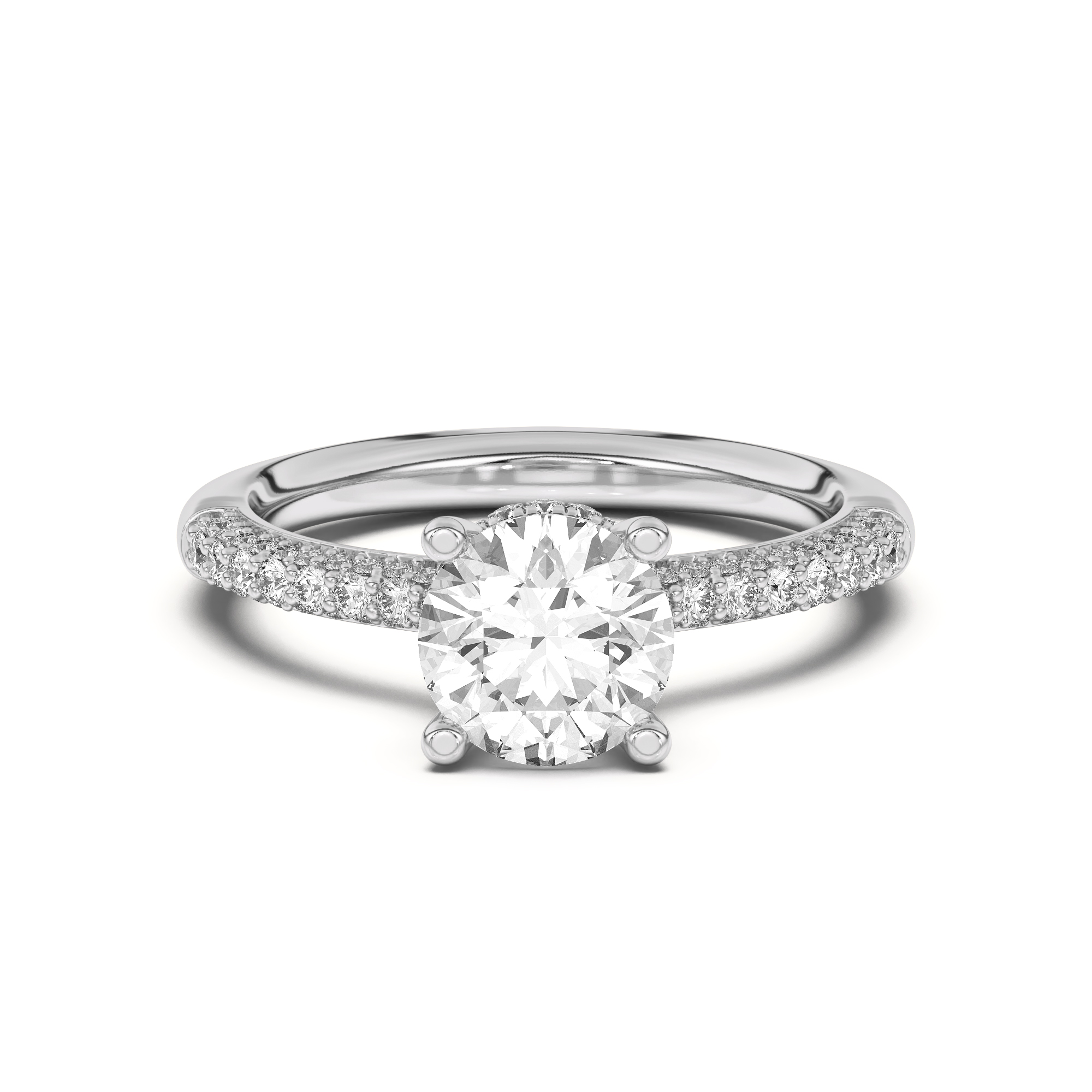 Ivana Triple Row Diamond Halo Ring With Bezel Accent Engagement Ring
