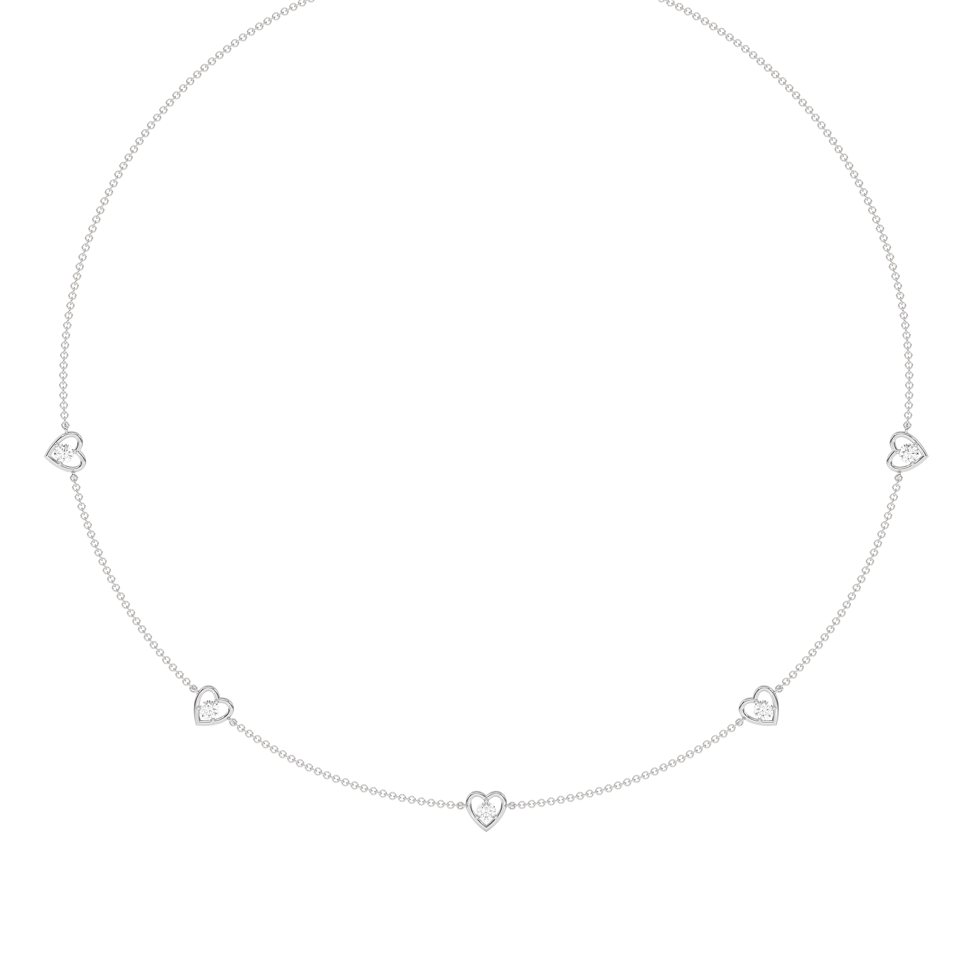 Heart Embrace Lab Diamond Five-Station Necklace