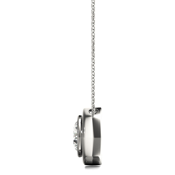 Round Lab Diamond Solitaire Fluted Bezel Necklace
