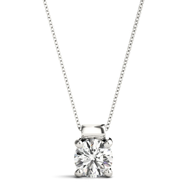 Rolled Bail Diamond Solitaire Necklace