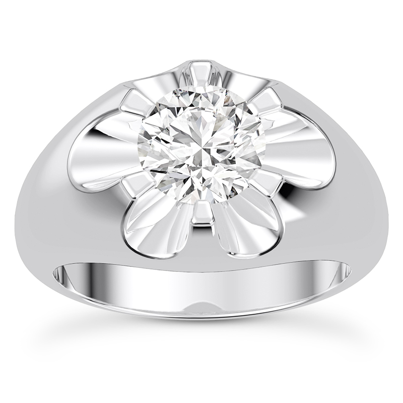 Sculpted Diamond Engagement Ring