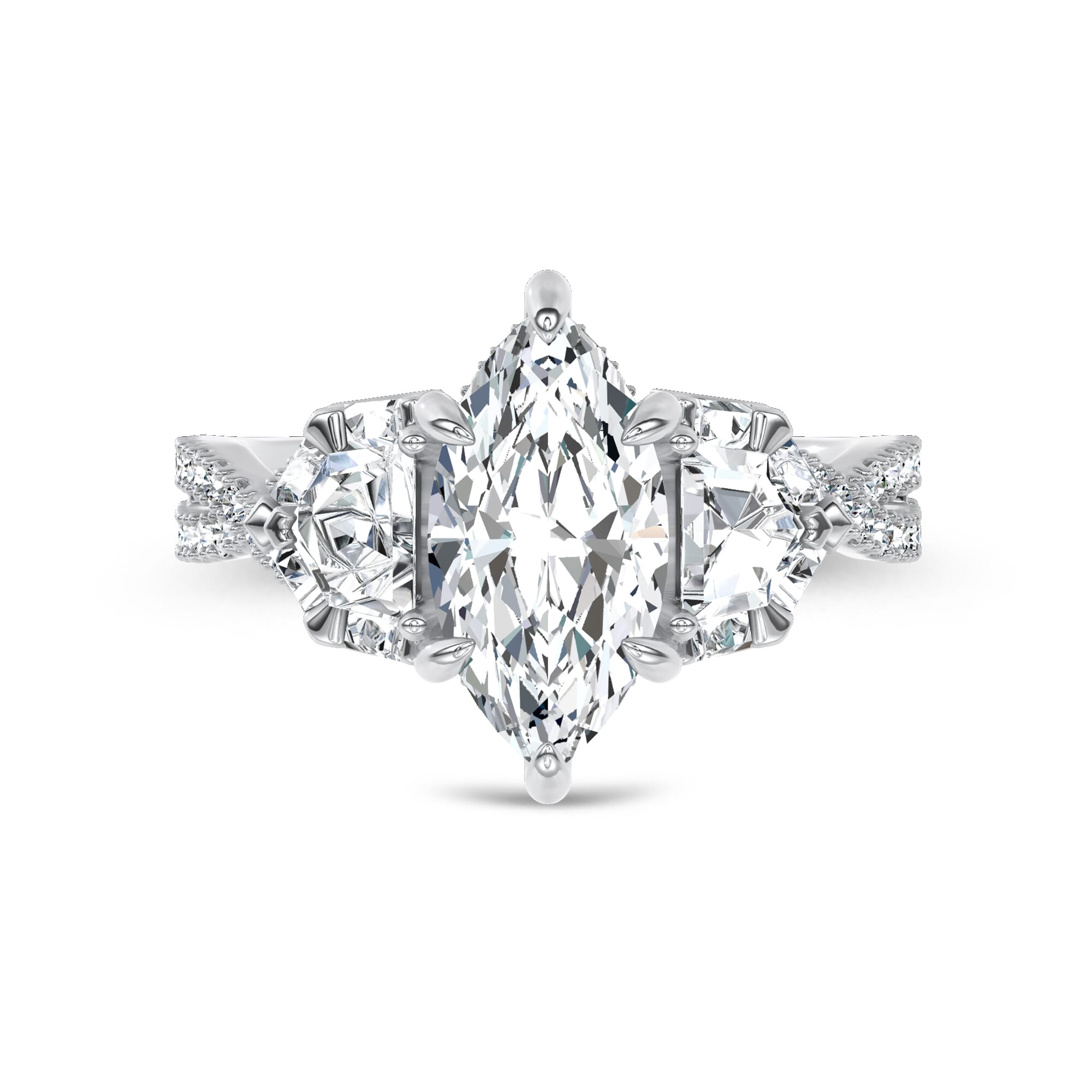 Bellatrix Epaulette Pave Twist Lab Engagement Ring