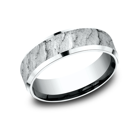 Obsidian Texture Beveled Edge Comfort Fit Band (7mm)