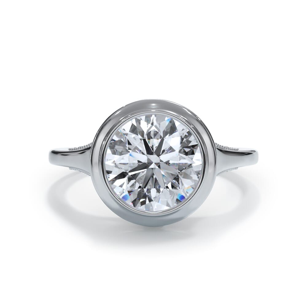 Cristalla Pave Profile Bezel Engagement Ring