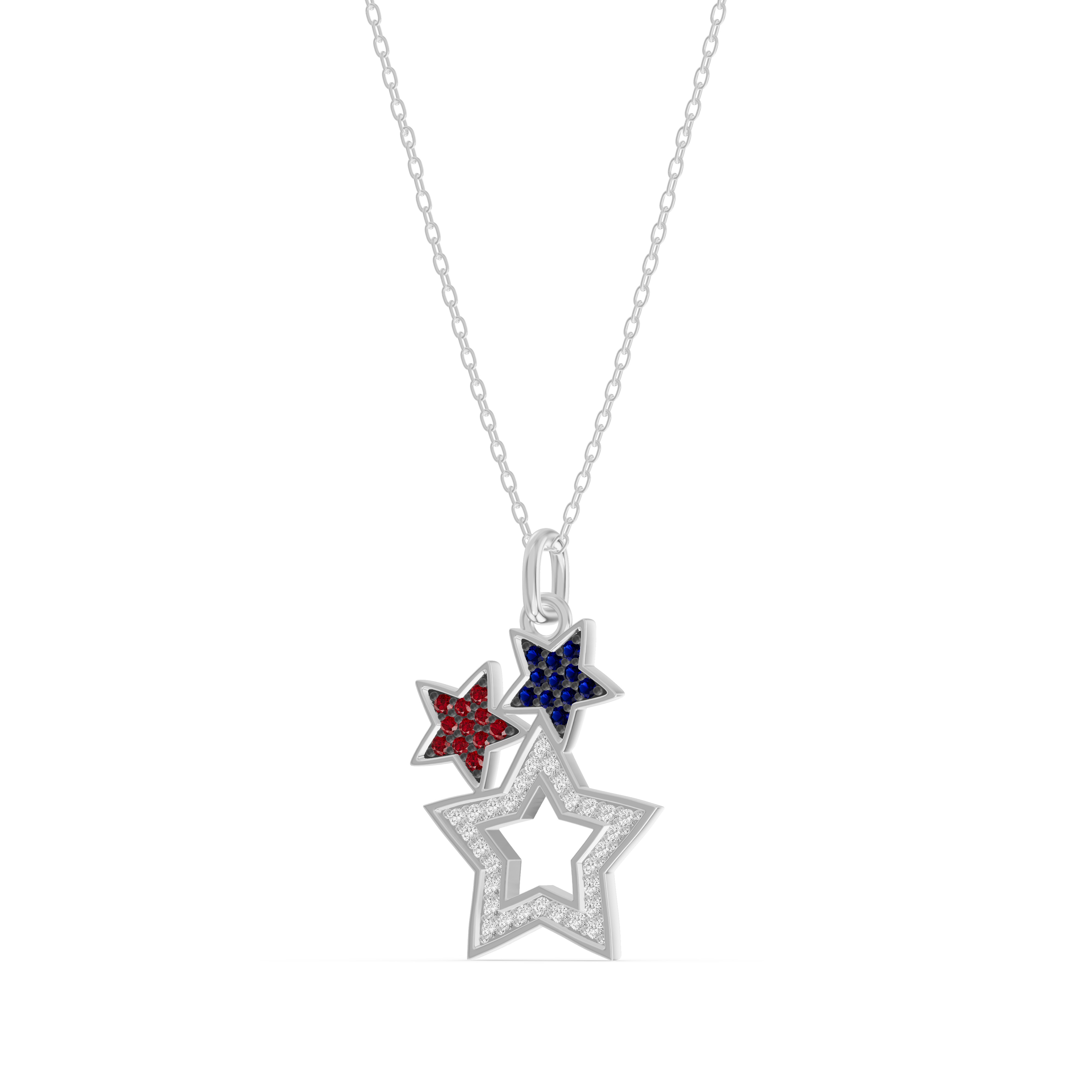 Triple Star Pave Diamond Necklace