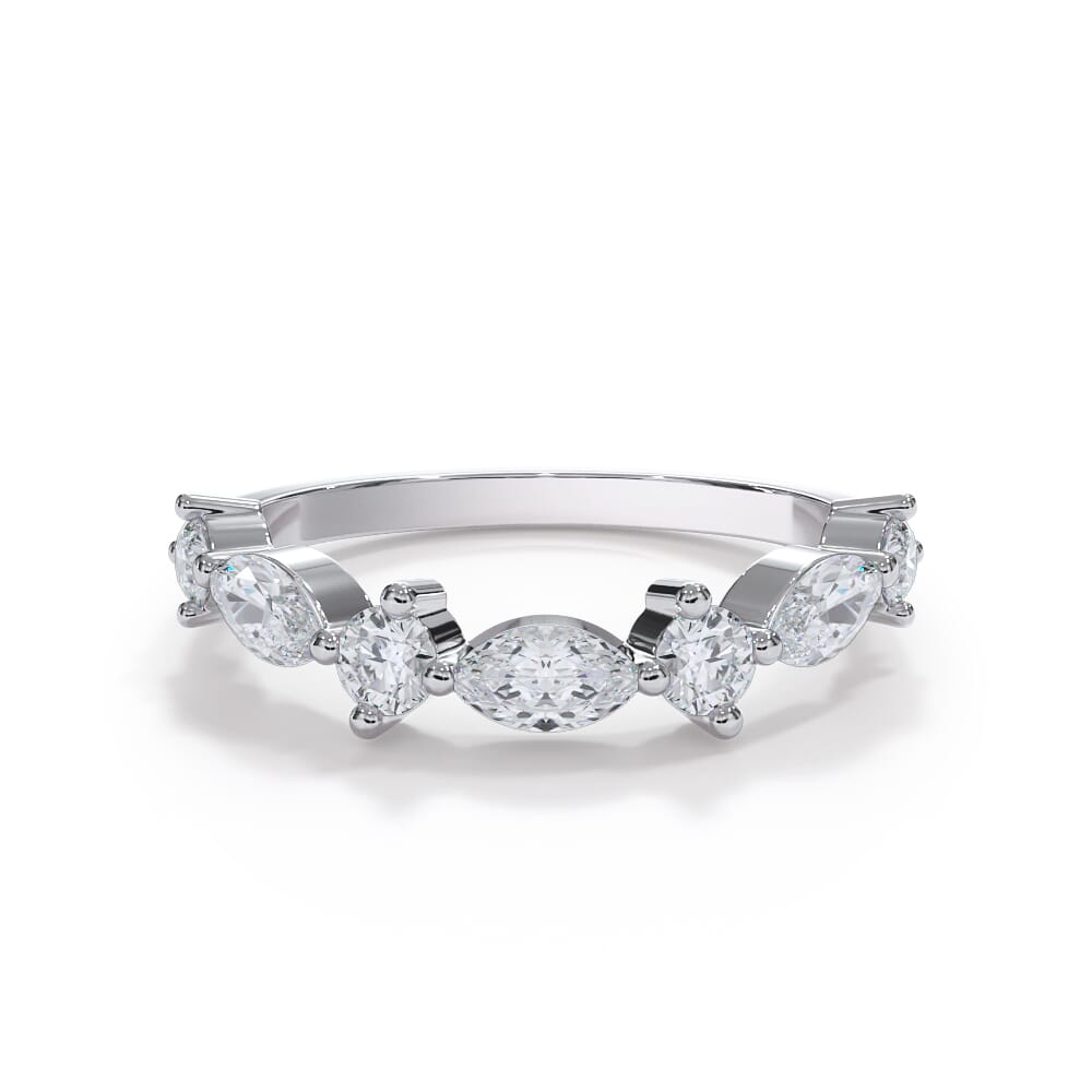 Matae Round And Marquise Diamond Curved Band