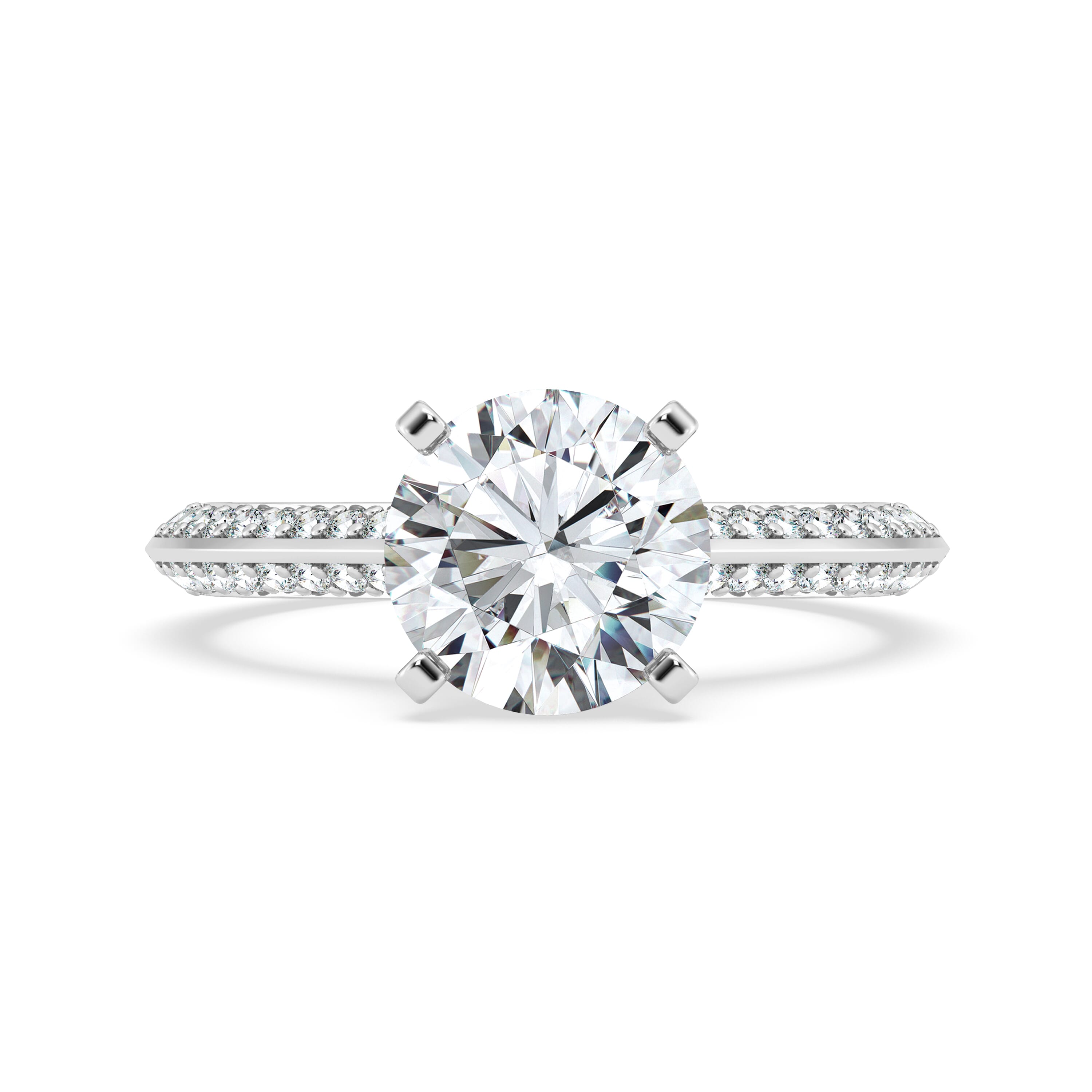 Signature Hearts and Arrows Pave Cathedral Knife-Edge With Hidden Halo Engagement Ring